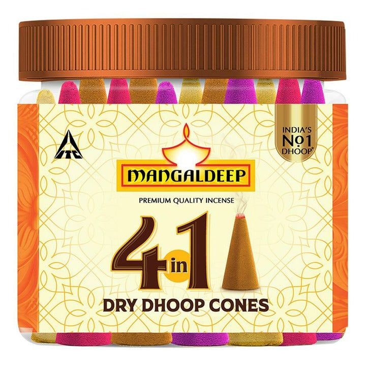 Mangaldeep Dry Dhoop 4 in 1 Cones Jar 110 g