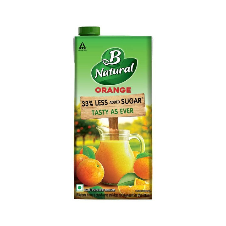 B Natural 33% Less Added Sugar Orange Drink 1 L