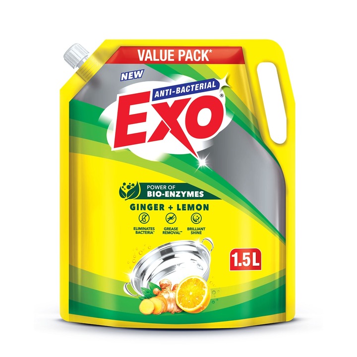 Exo Liquid Yellow Dishwash Liquid 1.5 L Pouch