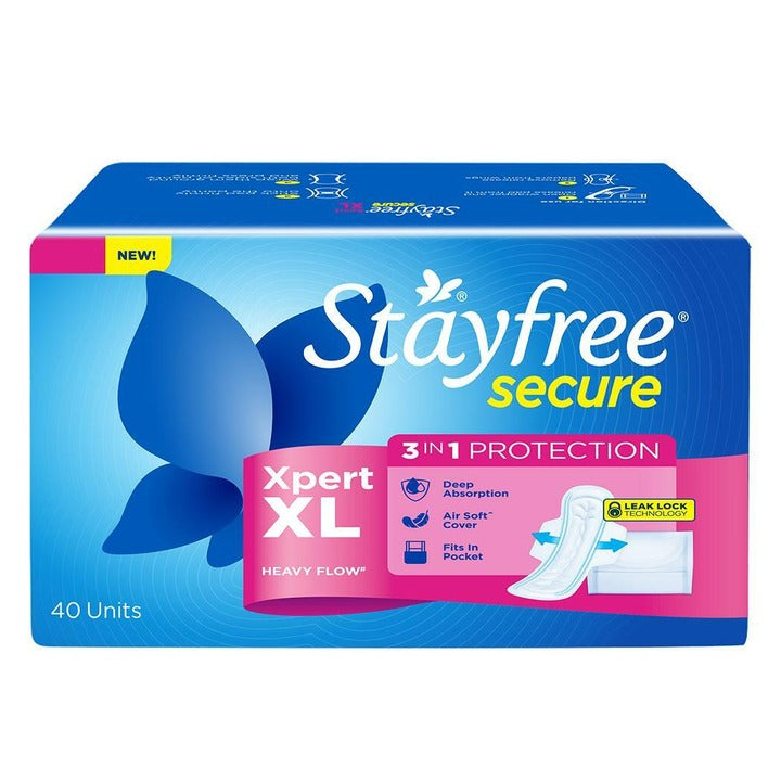 Stayfree Secure Xpert XL Sanitary Napkin (Pack of 40)
