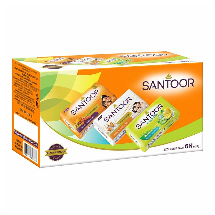 Santoor Tiranga Bathing Soap 6 x 125 g