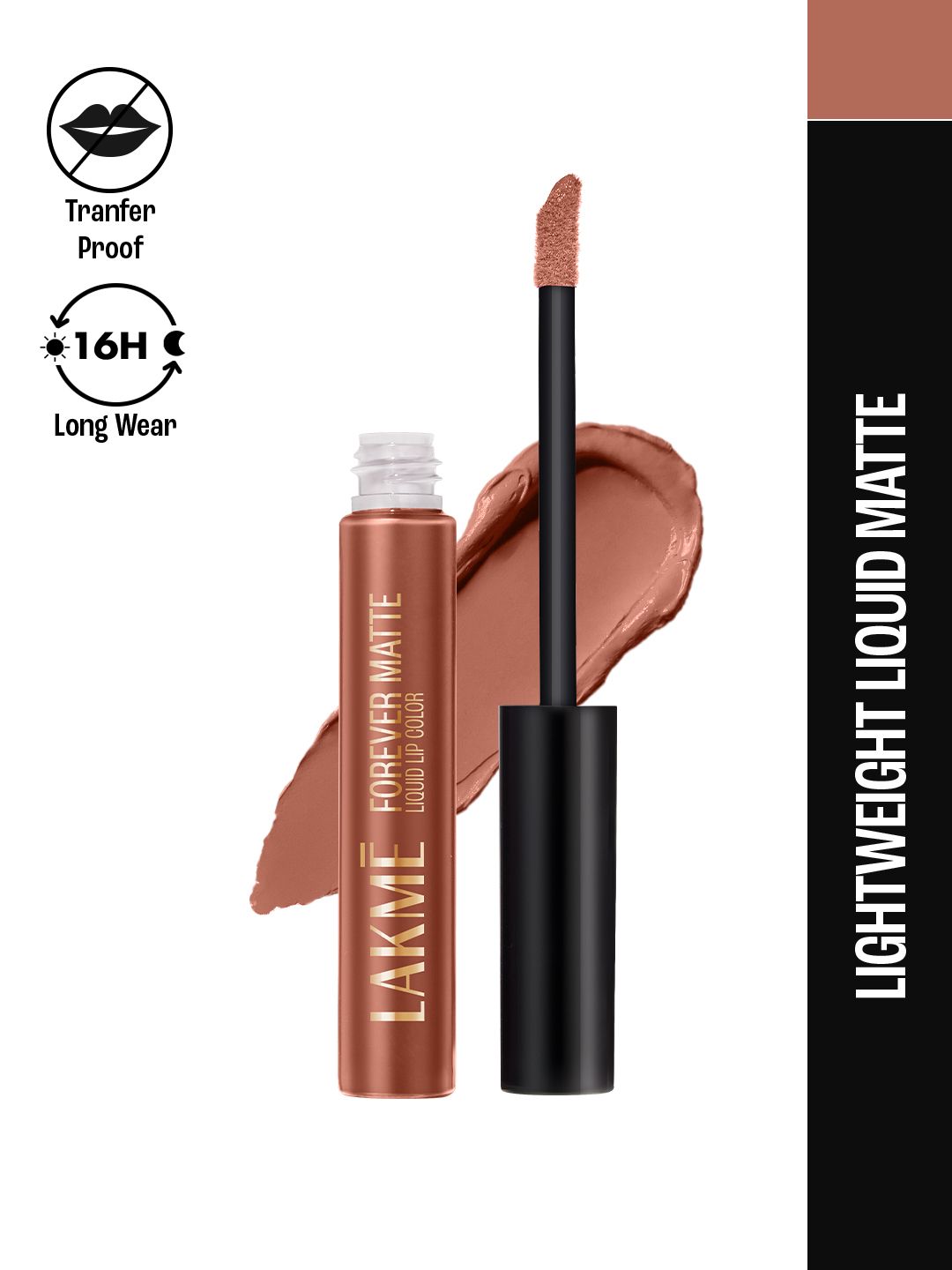 Lakme Forever Matte Lightweight & Transferproof 16Hr Liquid Lipstick 5.6ml - Nude Latte
