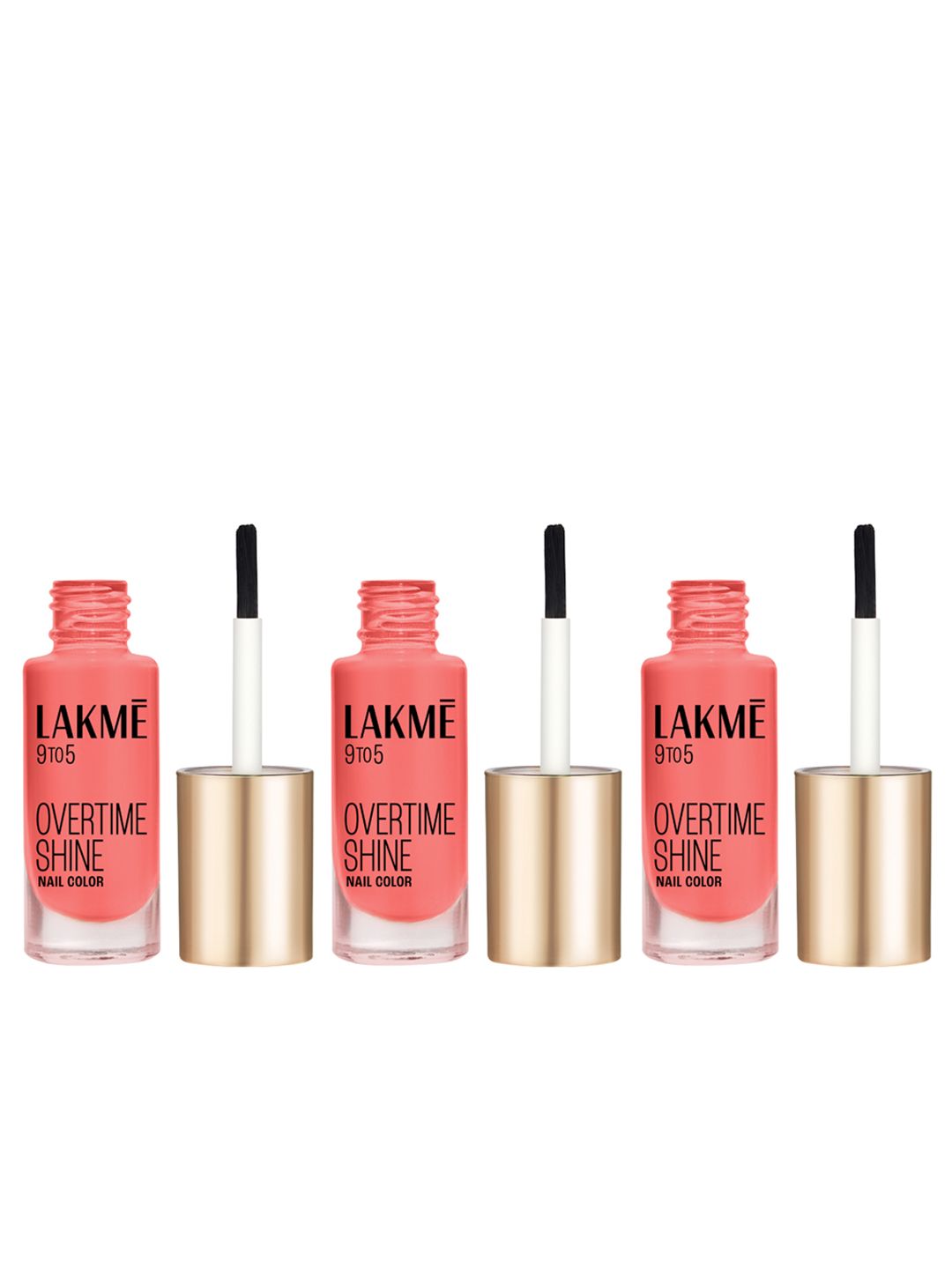 Lakme 9to5 Set of 3 Overtime Shine Glossy Quick Dry Nail Color 6 ml each - Mauve Macaroon