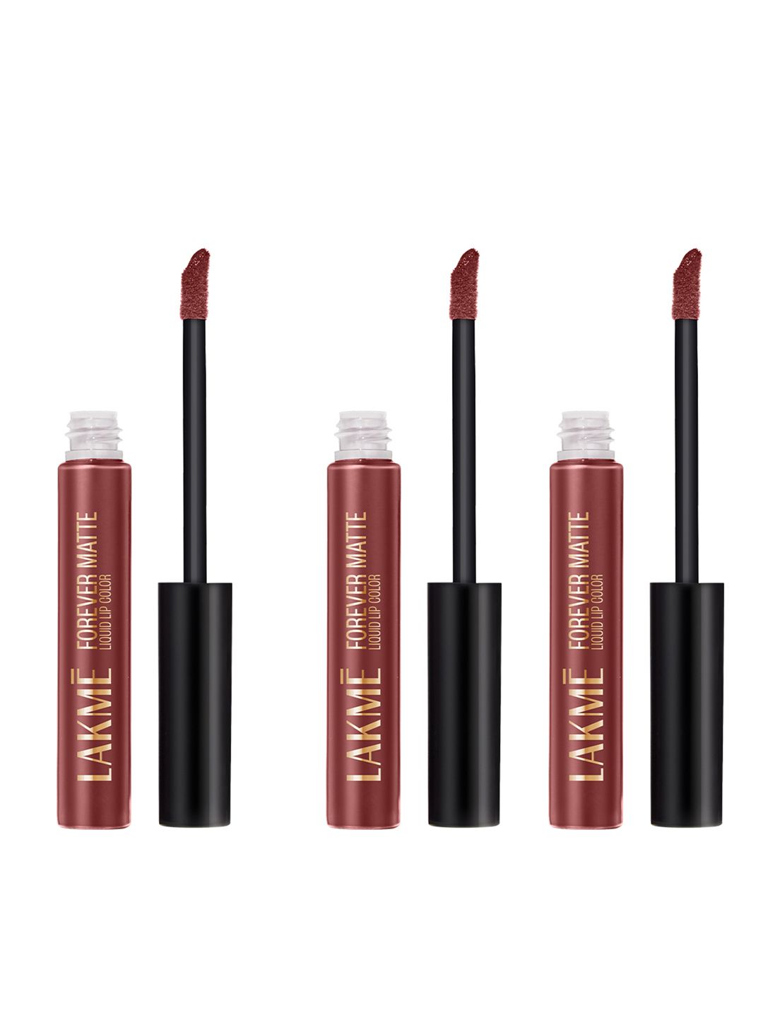 Lakme Set of 3 Forever Matte Lightweight 16Hr Liquid Lipstick 5.6ml Each - Nude Dream