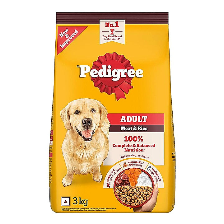 Pedigree Meat & Rice Adult Dog Food : 3 kg