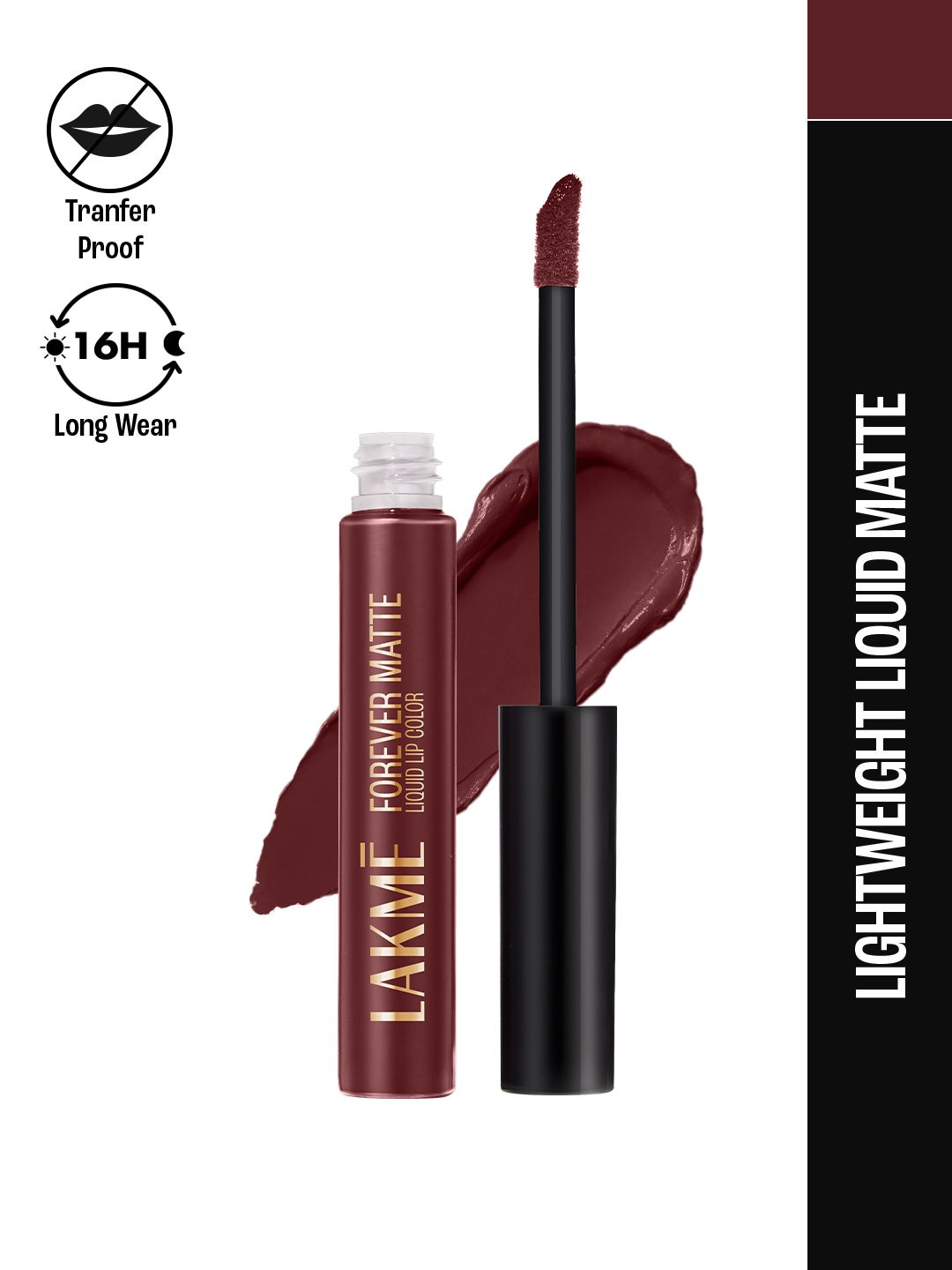 Lakme Forever Matte Lightweight & Transferproof 16Hr Liquid Lipstick 5.6ml - Wine Touch