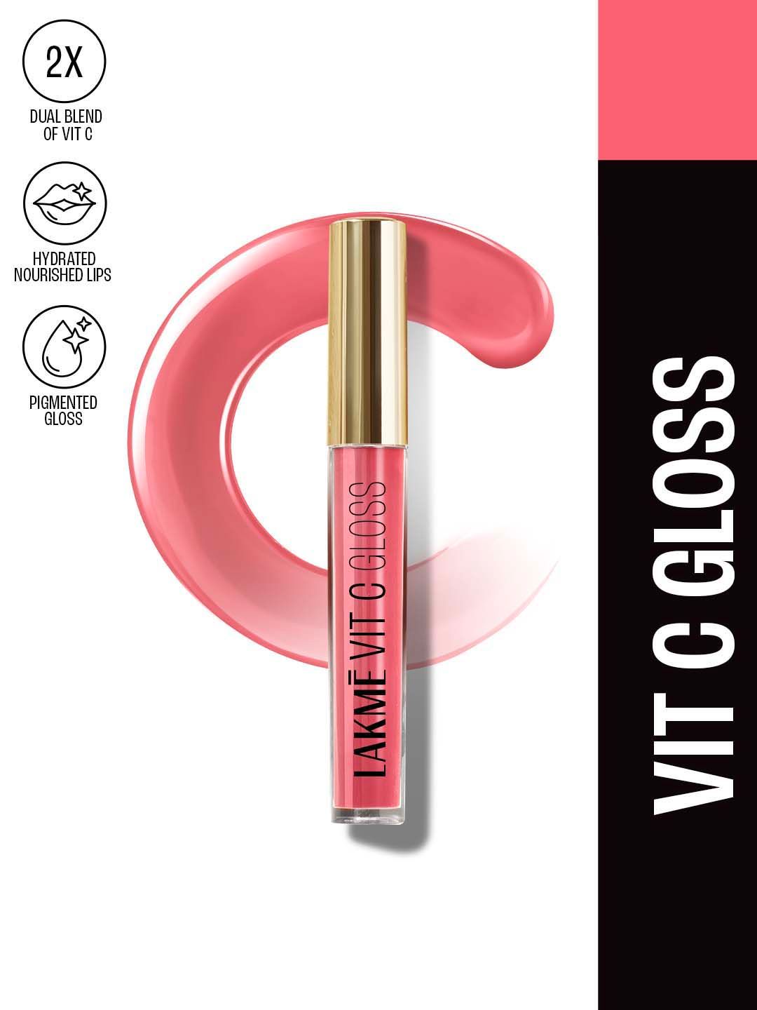 Lakme Superglow Glass Finish Hydrating Lip Gloss Oil With Vitamin C 2.5ml - Peachy Nude C2