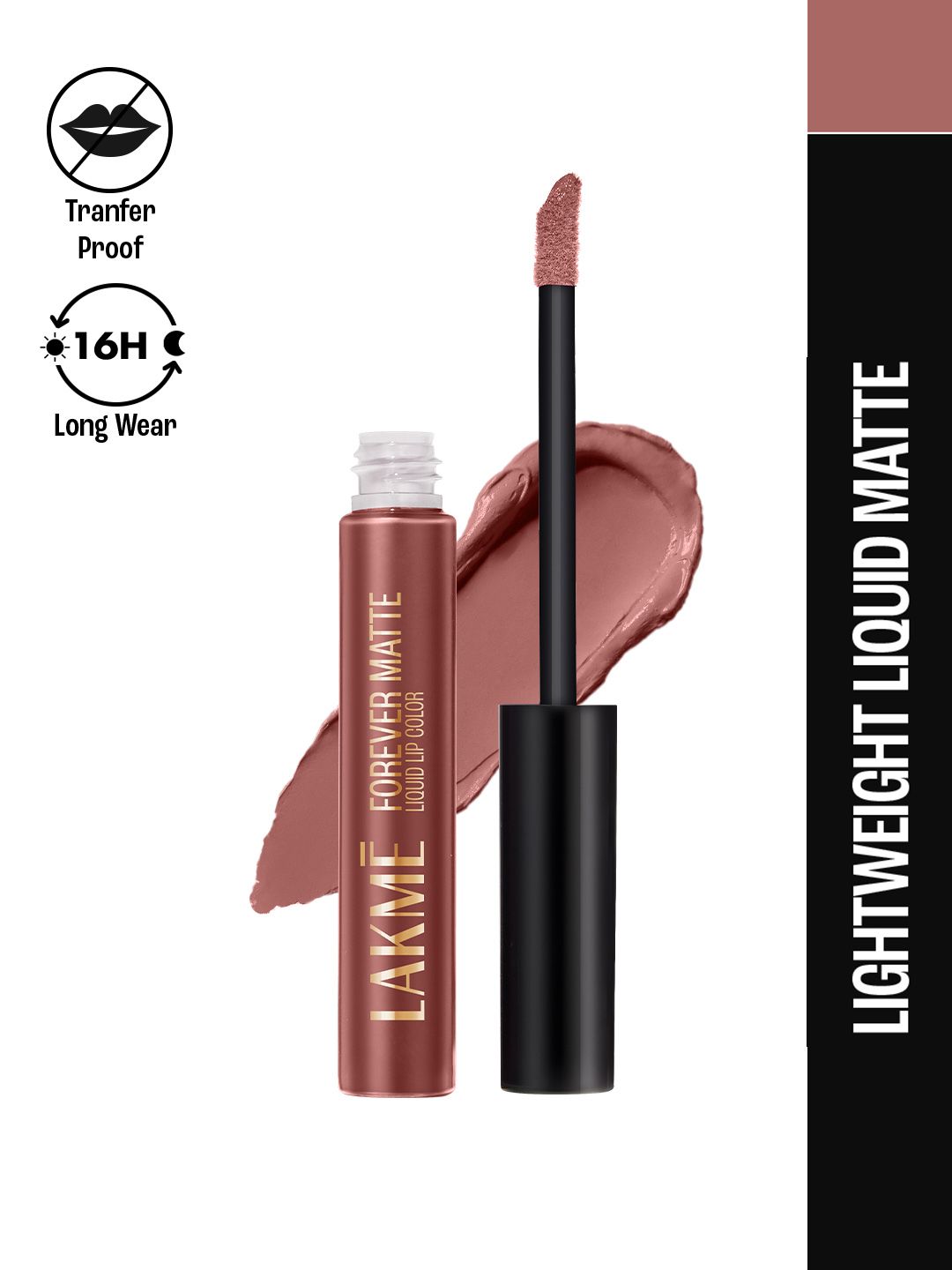 Lakme Forever Matte Lightweight & Transferproof 16Hr Liquid Lipstick 5.6ml - Nude Hue