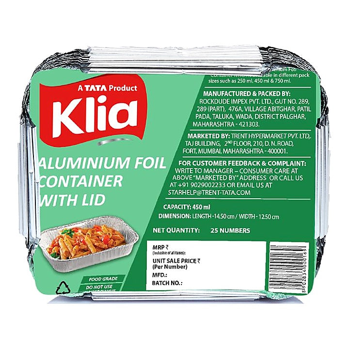 Klia Aluminium Container Medium, 25 Pcs (450 ml)