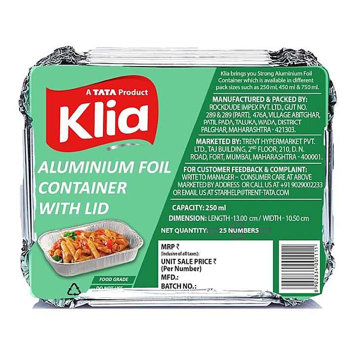 Klia Aluminium Container Small, 25 Pcs (250 ml)