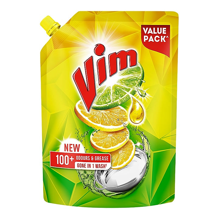 Vim Dishwash Liquid Gel - Lemon Refill (Pouch) : 900 ml