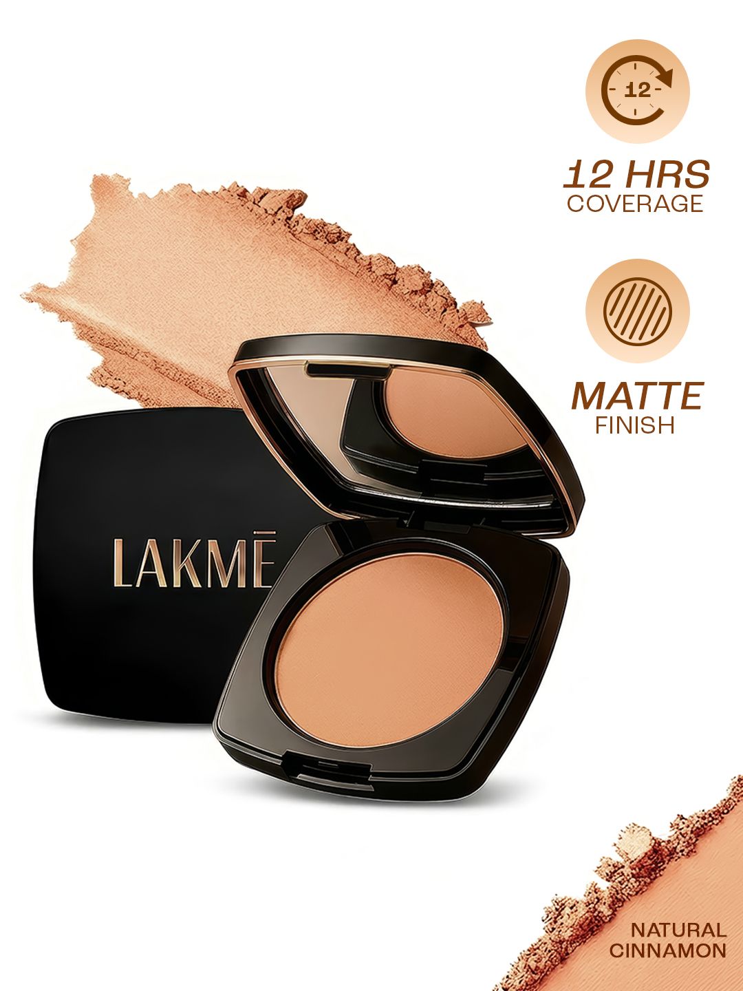Lakme Forever Matte Smooth Finish Compact For 12 Hr Even Toned  9g - Natural Cinnamon