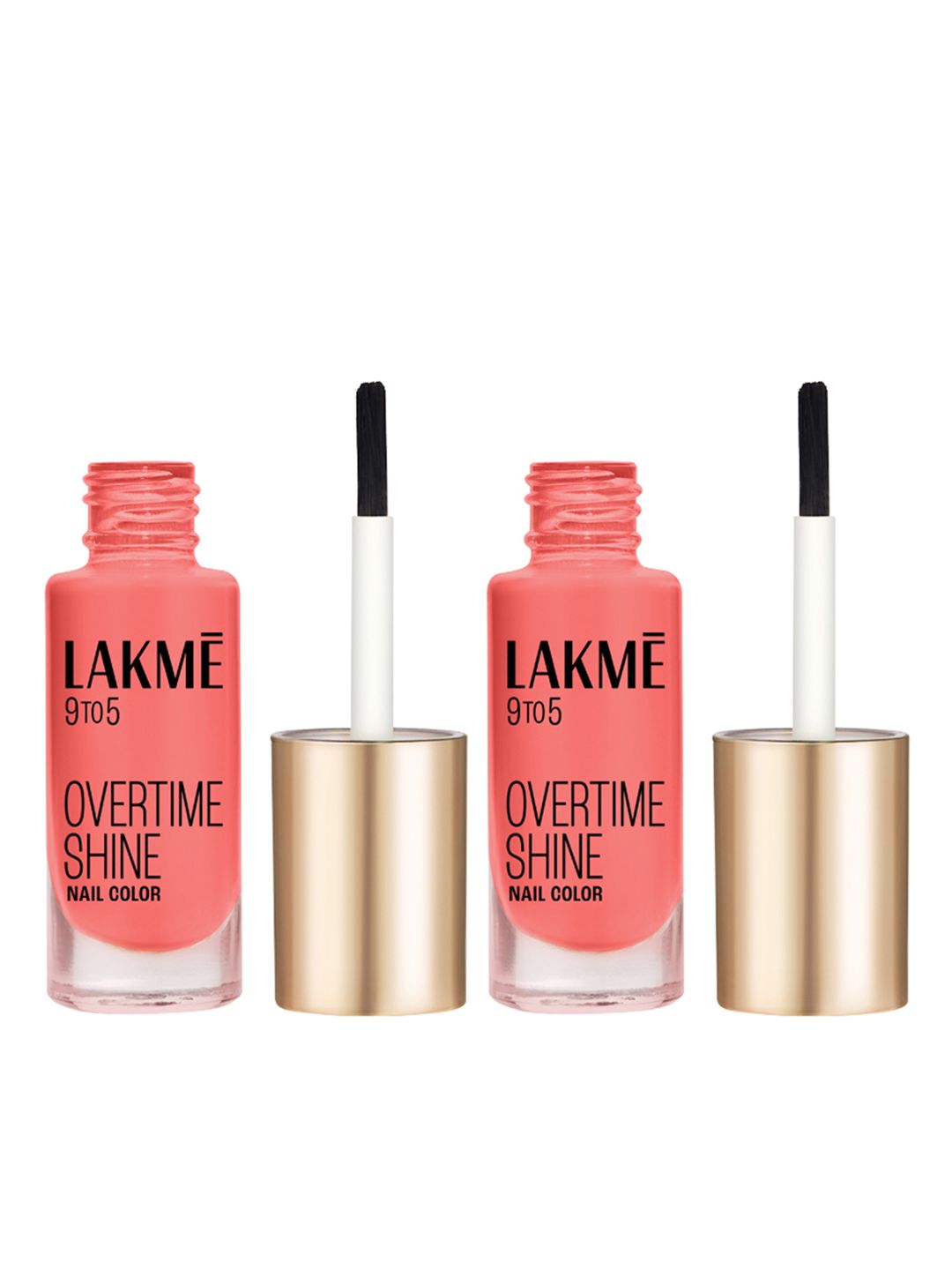 Lakme Set Of 2 9to5 Overtime Shine Glossy Nail Color 6ml Each - Mauve Macaroon