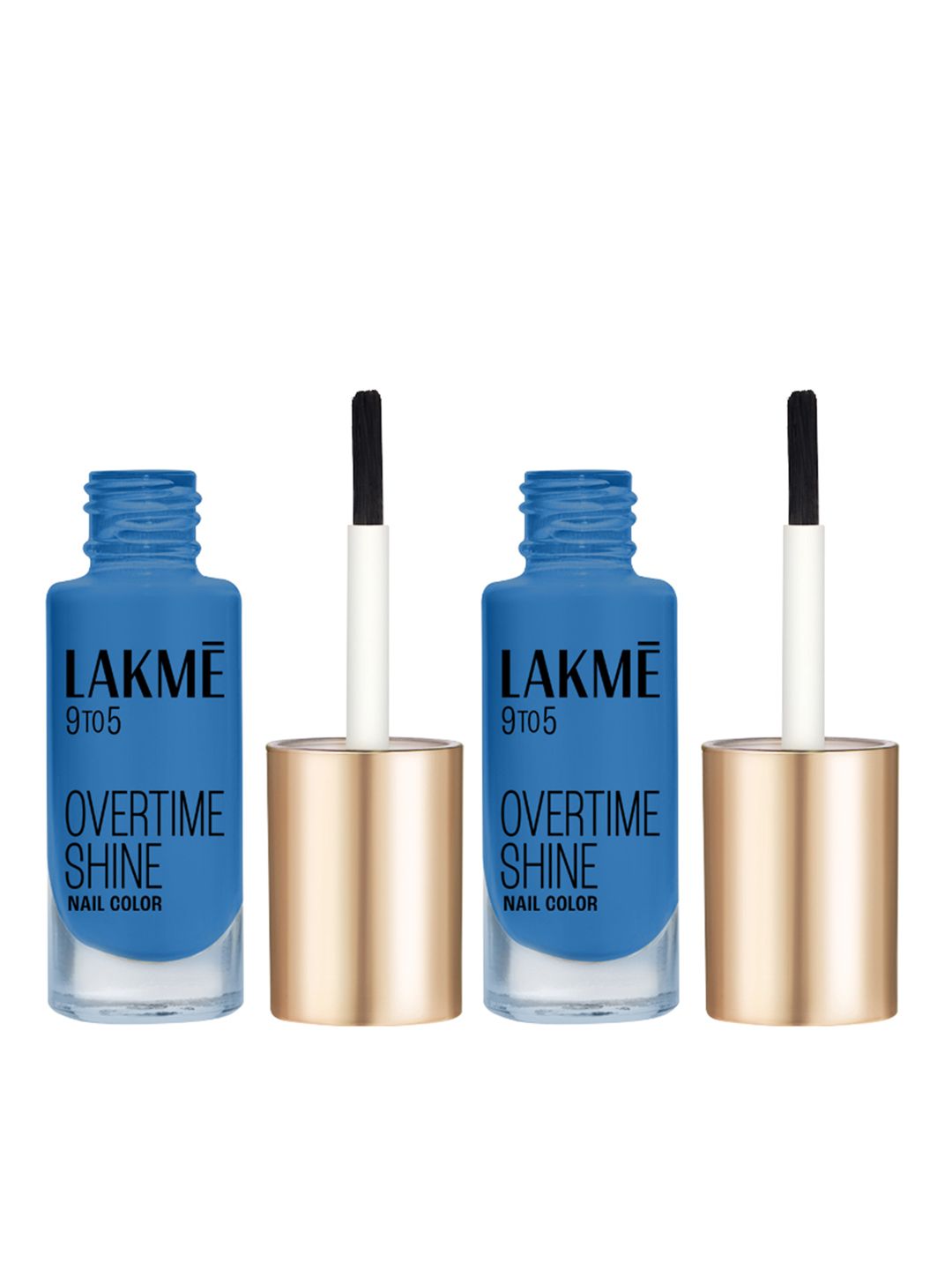Lakme Set Of 2 9to5 Overtime Shine Glossy Long Lasting Nail Color 6ml Each - Blue Ocean